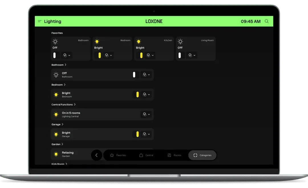 Loxone App – Világítási hangulatok