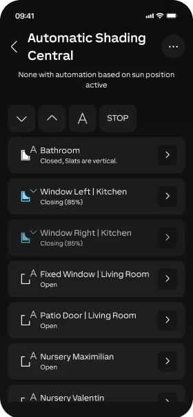 Loxone App – Árnyékolás