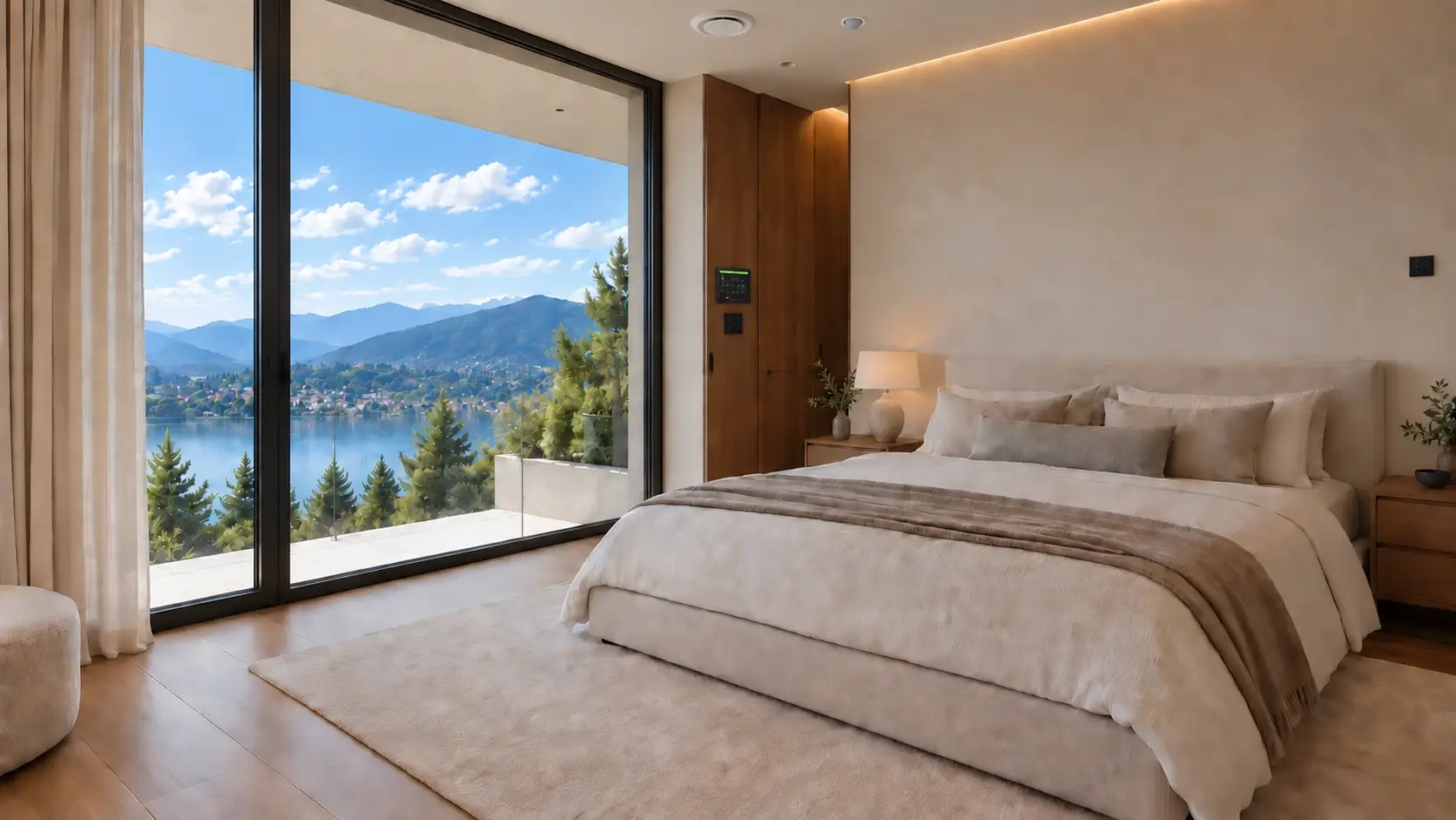 Emeleti szoba Loxone Wall Display és Touch Pure kezelőkkel